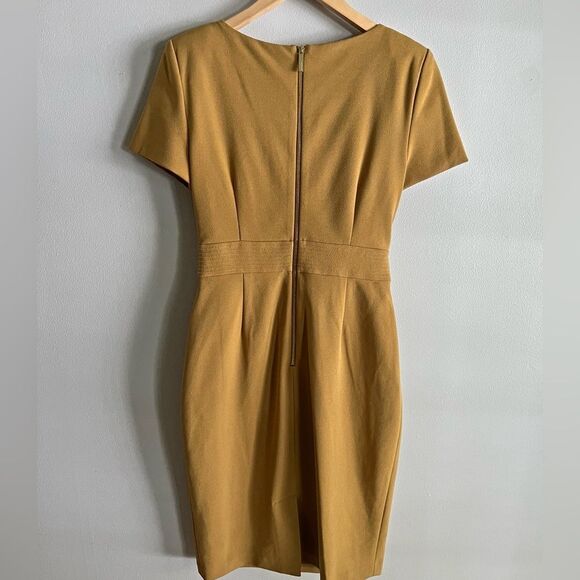 Calvin Klein Camel Sheath Dress Size 8 Belted Neutral Classic Workwear - Picture 9 of 9